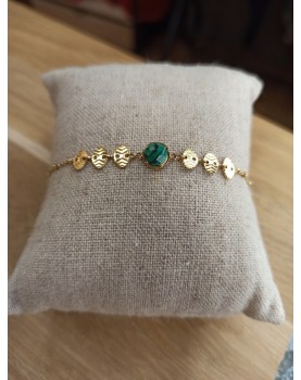 Bracelet doré et pierre verte Iris